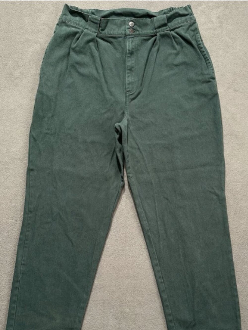 NWT Lucy & Yak Pants Green 38/L Trousers Organic Twill Cotton Elastic Waist